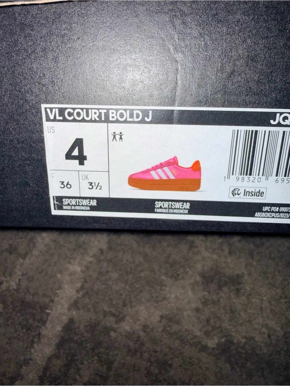 adidas VL Court Bold J Pink Orange Platform Sneakers US 4 NWT